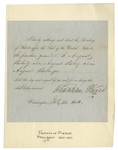 Franklin Pierce Pardon Signed as President -- Pierce Pardons a Man Convicted of Transmitting Forged Federal Documents